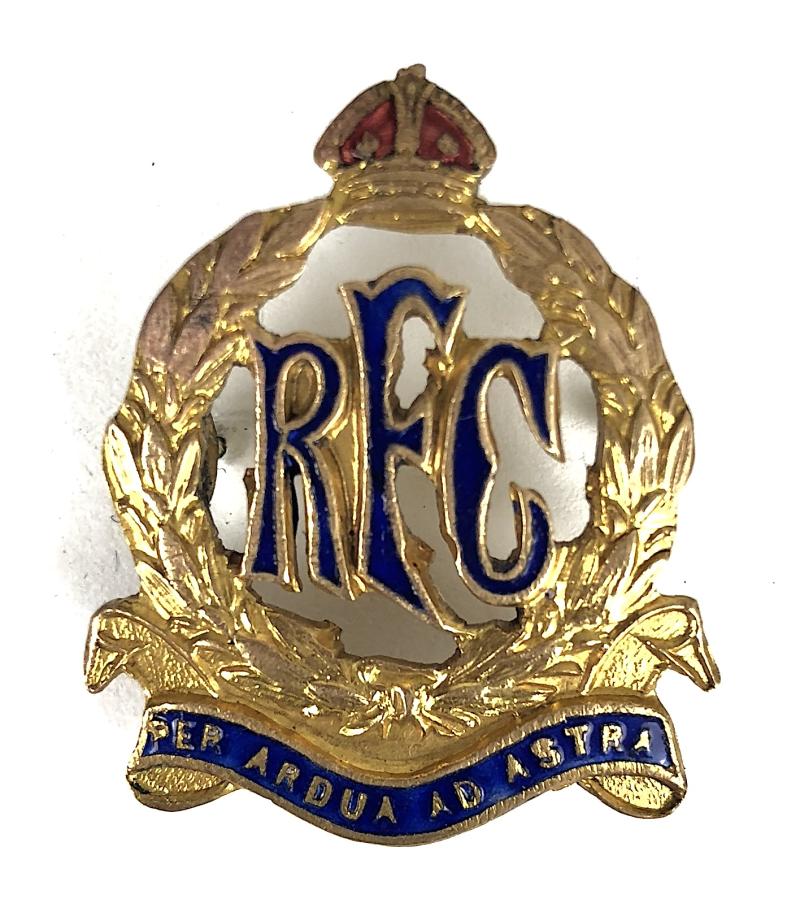 WW1 Royal Flying Corps gilt & enamel RFC gilt and enamel pin badge