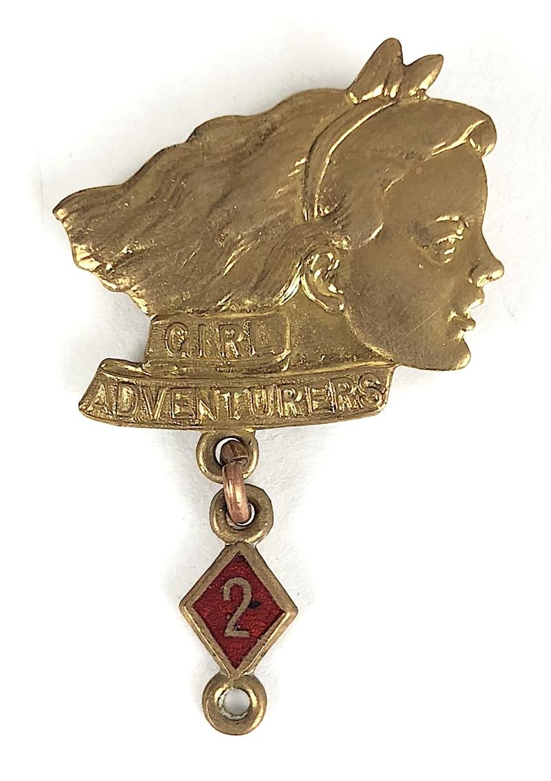 Girl Adventurers membership club badge c.1950's with additional 2 year bar