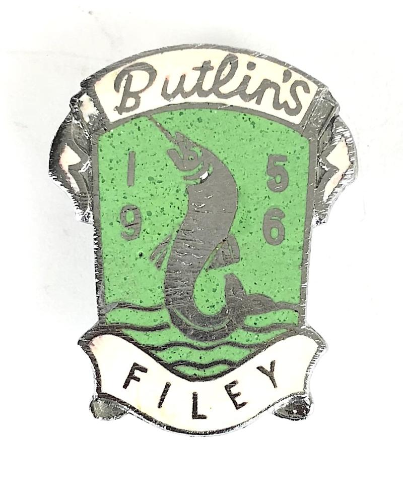 Butlins 1956 Filey holiday camp fish on line badge