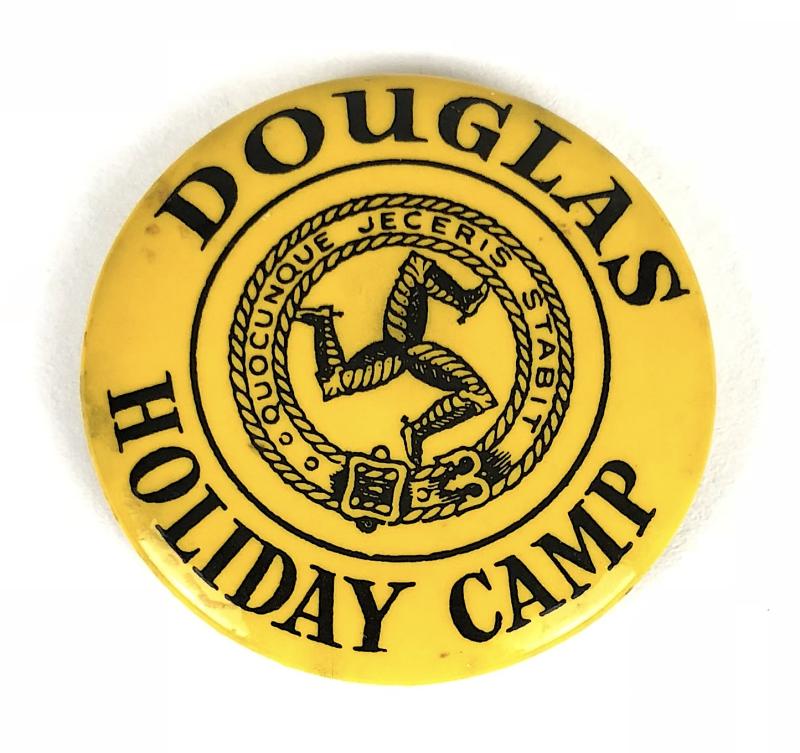 Douglas Holiday Camp Isle of Man celluloid tin button badge