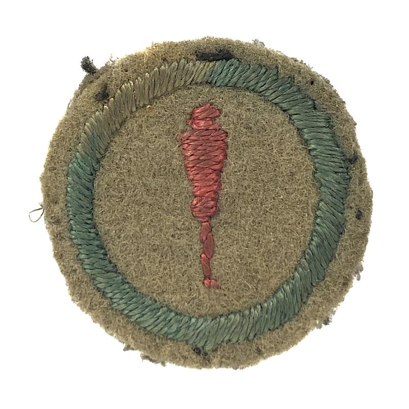 Boy Scouts Leatherworker proficiency khaki felt cloth badge c.1909 issue
