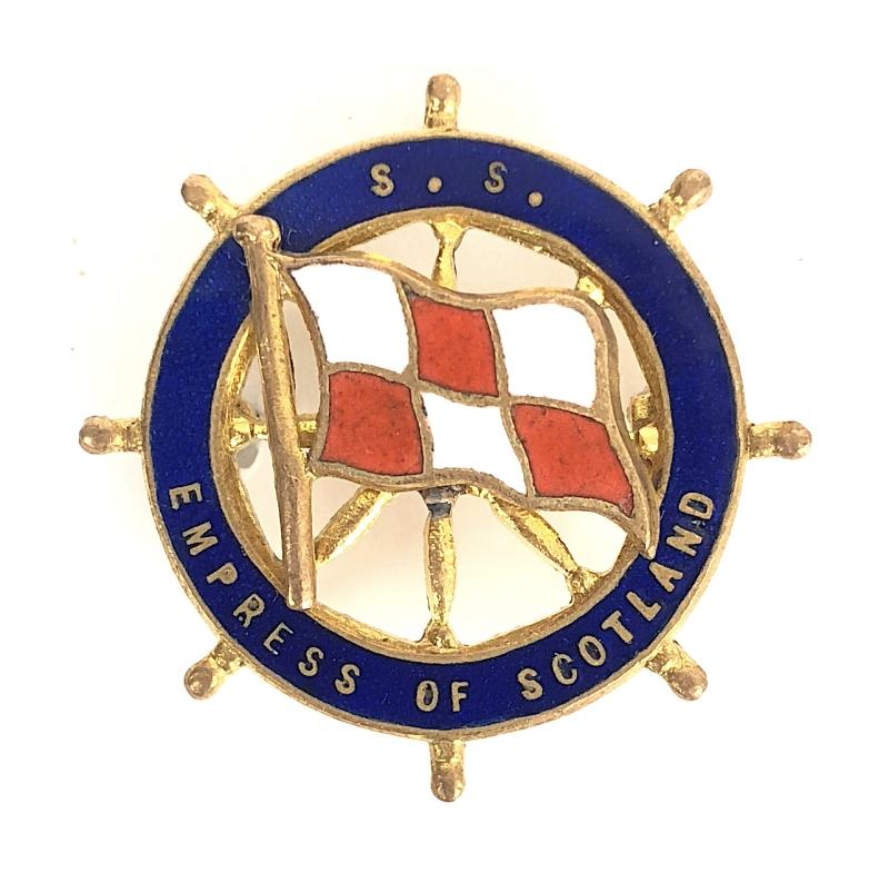 SS Empress of Scotland Canadian Pacific Line ships wheel pin badge