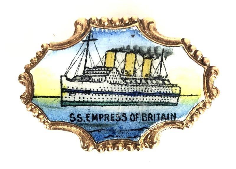 S.S. Empress of Britain hand painted enamel picture badge
