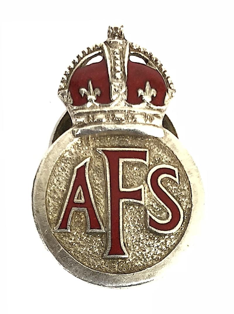 WW2 Auxiliary Fire Service First Issue Sterling Silver AFS Numbered Badge