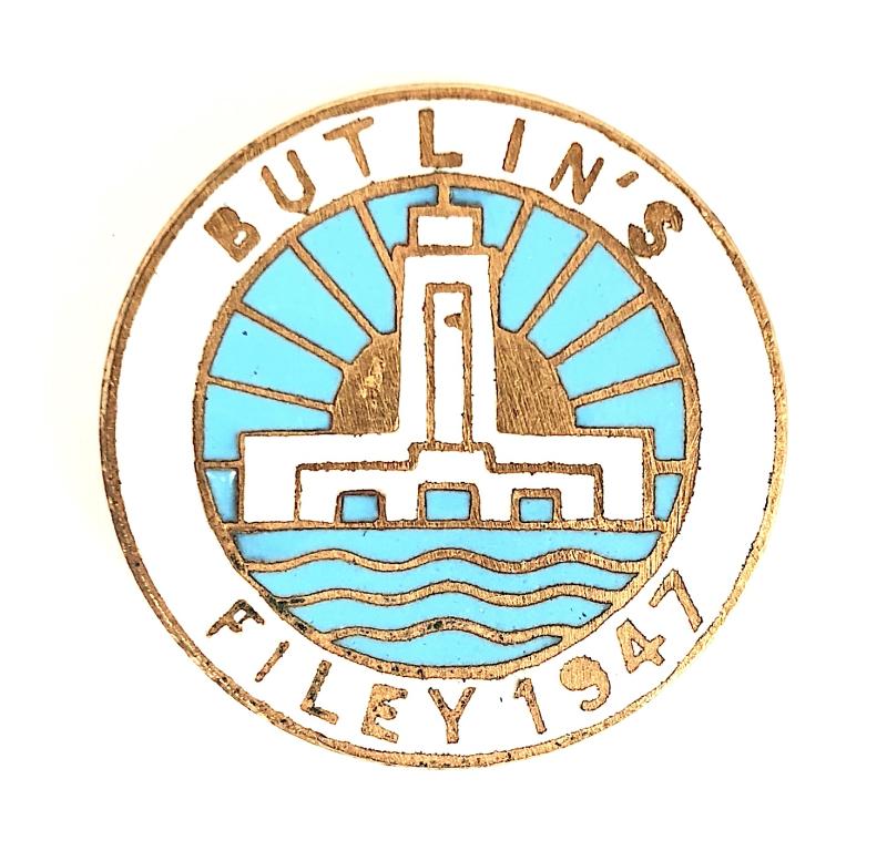 Butlins 1947 Filey Holiday Camp clock tower badge