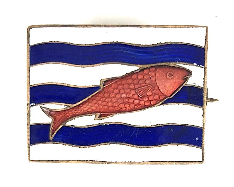 2 Corps Formation Sign brass and enamel red salmon badge 'TOYE & Co Ld LONDON'