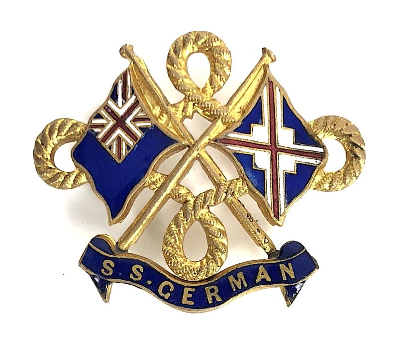S.S. German Union Castle Crossed Blue Ensign Flag Badge
