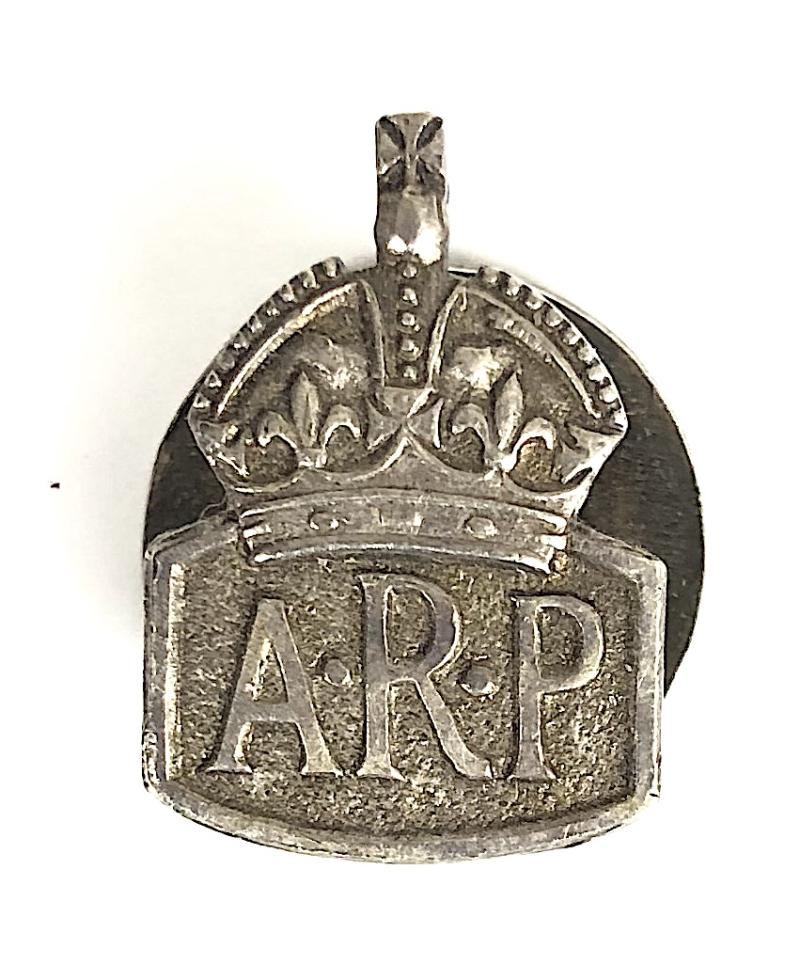 Air Raid Precautions 1940 silver miniature ARP badge William James Dingley