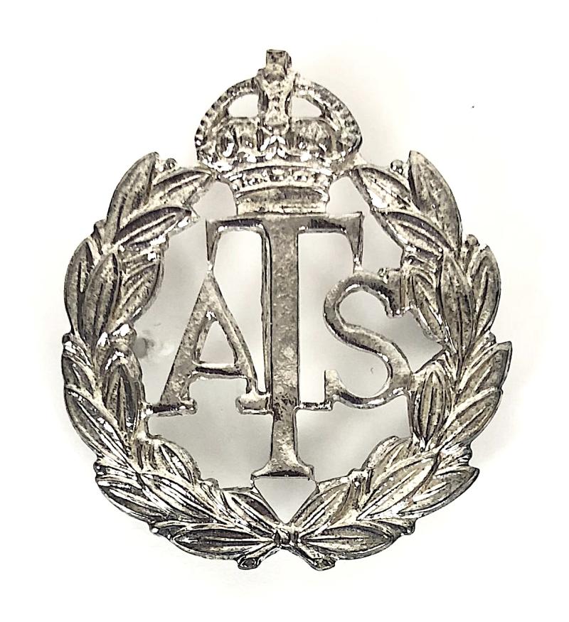 Auxiliary Territorial Service ATS silver plated pin badge Height 40mm.