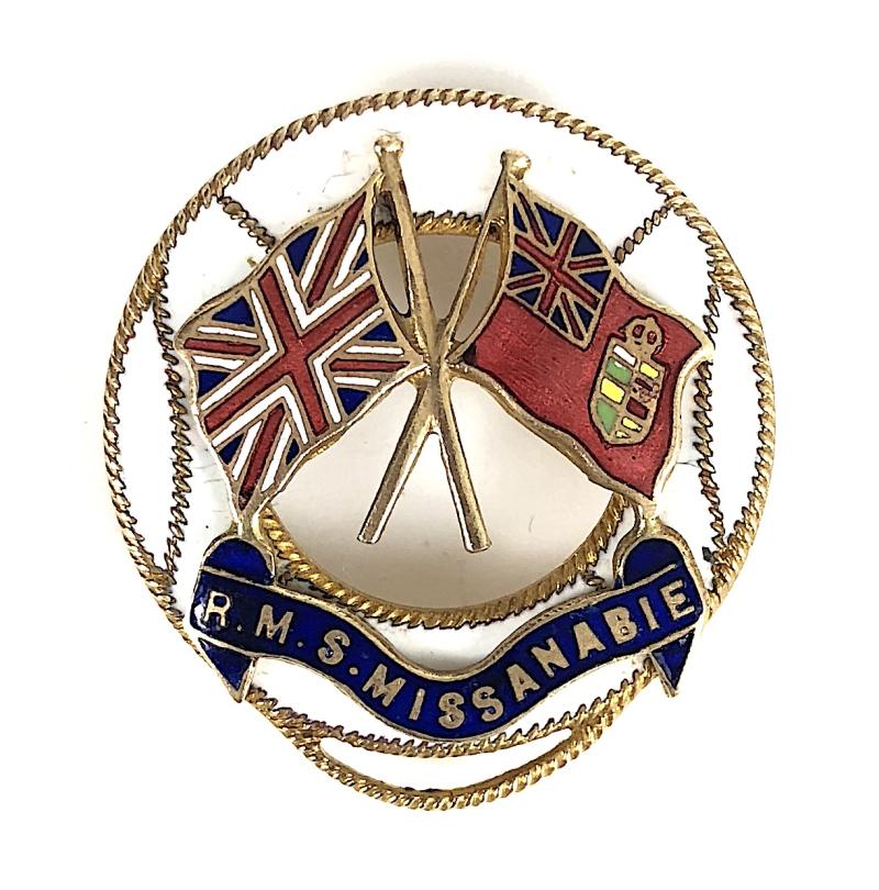 R.M.S. Missanabie Canadian Pacific Railway Co shipping line badge Torpedoed UB.87