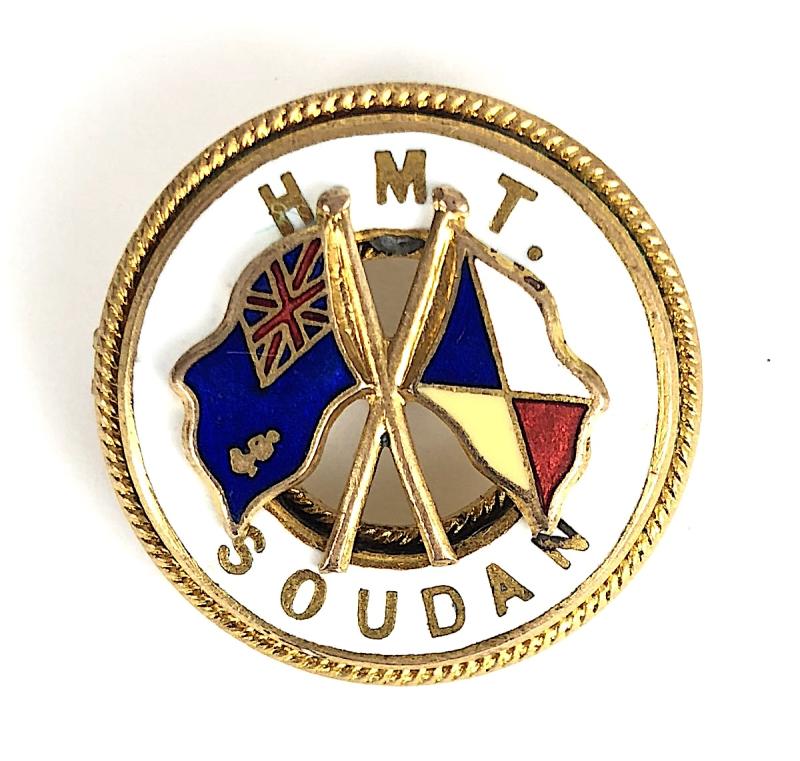 His Majesty's Troopship H.M.T. Souda P&O shipping line ships bouy badge