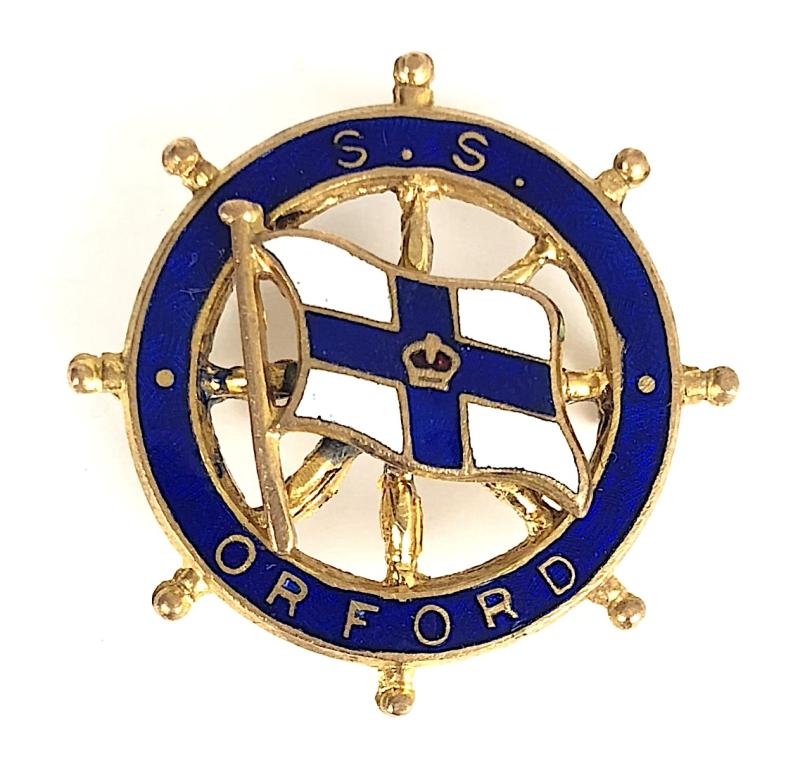 SS Orford Orient Steam Navigation Company ships wheel badge 1940 bombed off Marseille