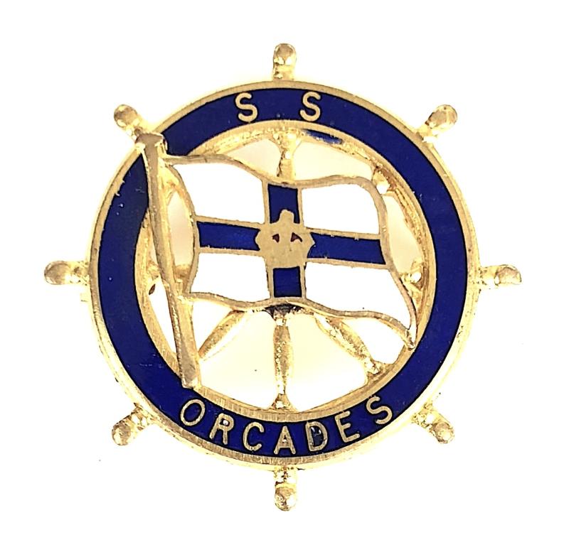 SS Orcades Orient Steam Navigation Company ships wheel badge Sunk by U-172 submarine