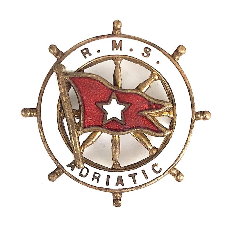 RMS Adriatic White Star Line ships wheel badge
