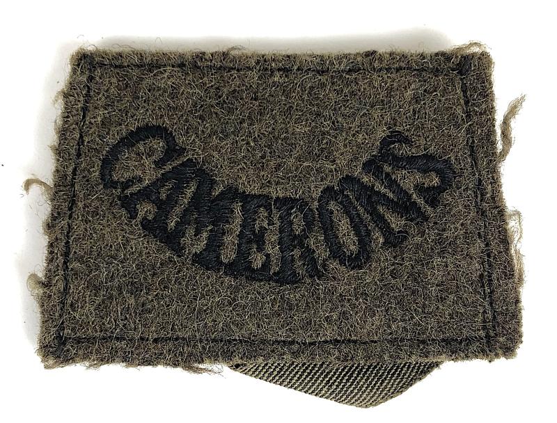 Camerons khaki woven slip on title badge c1940