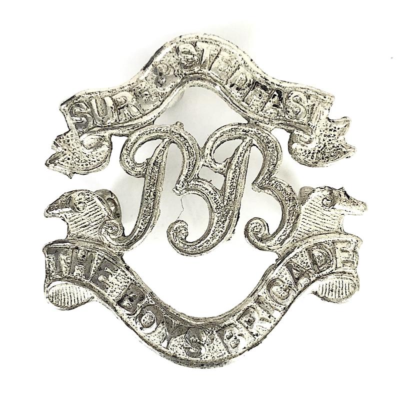 Boys Brigade warrant officers frosted slivered cap badge with apostrophe