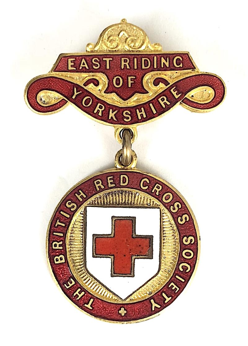 British Red Cross Society County of East Riding of Yorkshire badge & Box