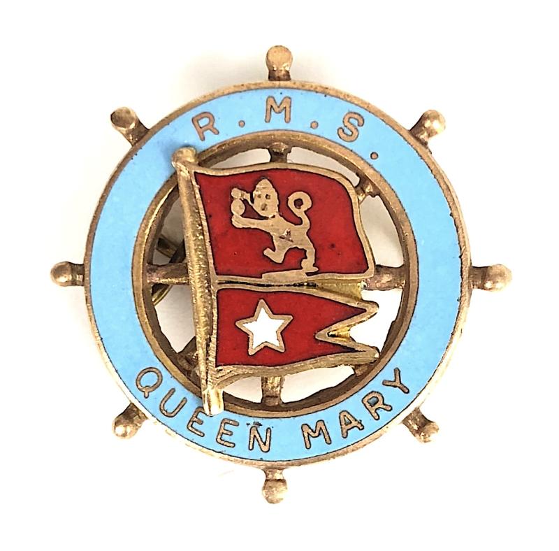 RMS Queen Mary Cunard White Star Line ships wheel badge post 1967 revival souvenir