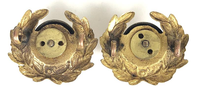 Royal Marines Officers matching pair of silver gilt collar badges