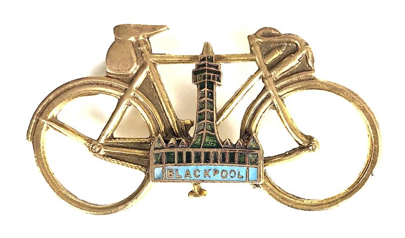 Cyclists Touring Blackpool Tower souvenir bicycle badge