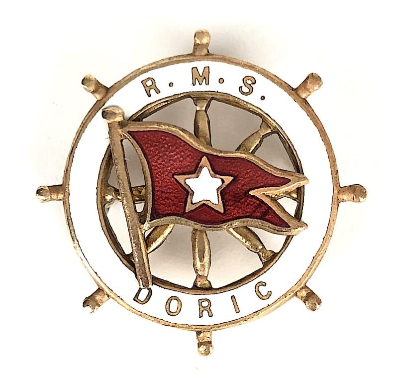 RMS Doric White Star Line Ships Wheel Badge c.1923 - 1934