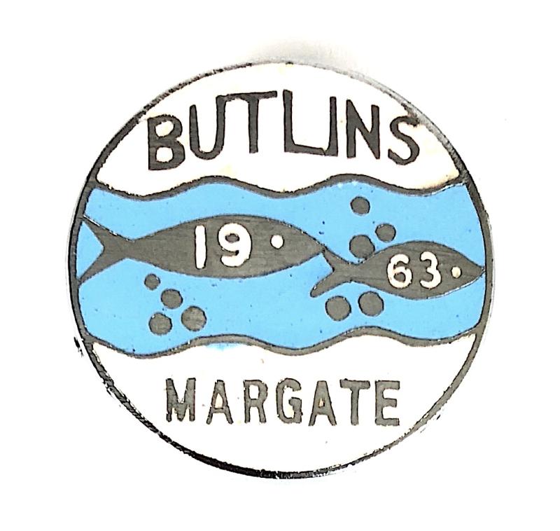 Butlins 1963 Margate Holiday Camp two little fish badge