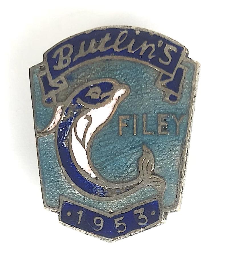Butlins 1953 Filey Holiday Camp leaping fish badge