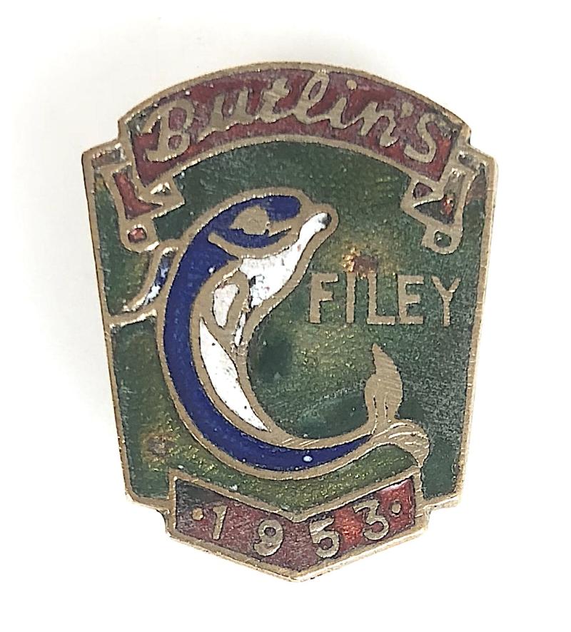 Butlins 1953 Filey Holiday Camp leaping fish badge