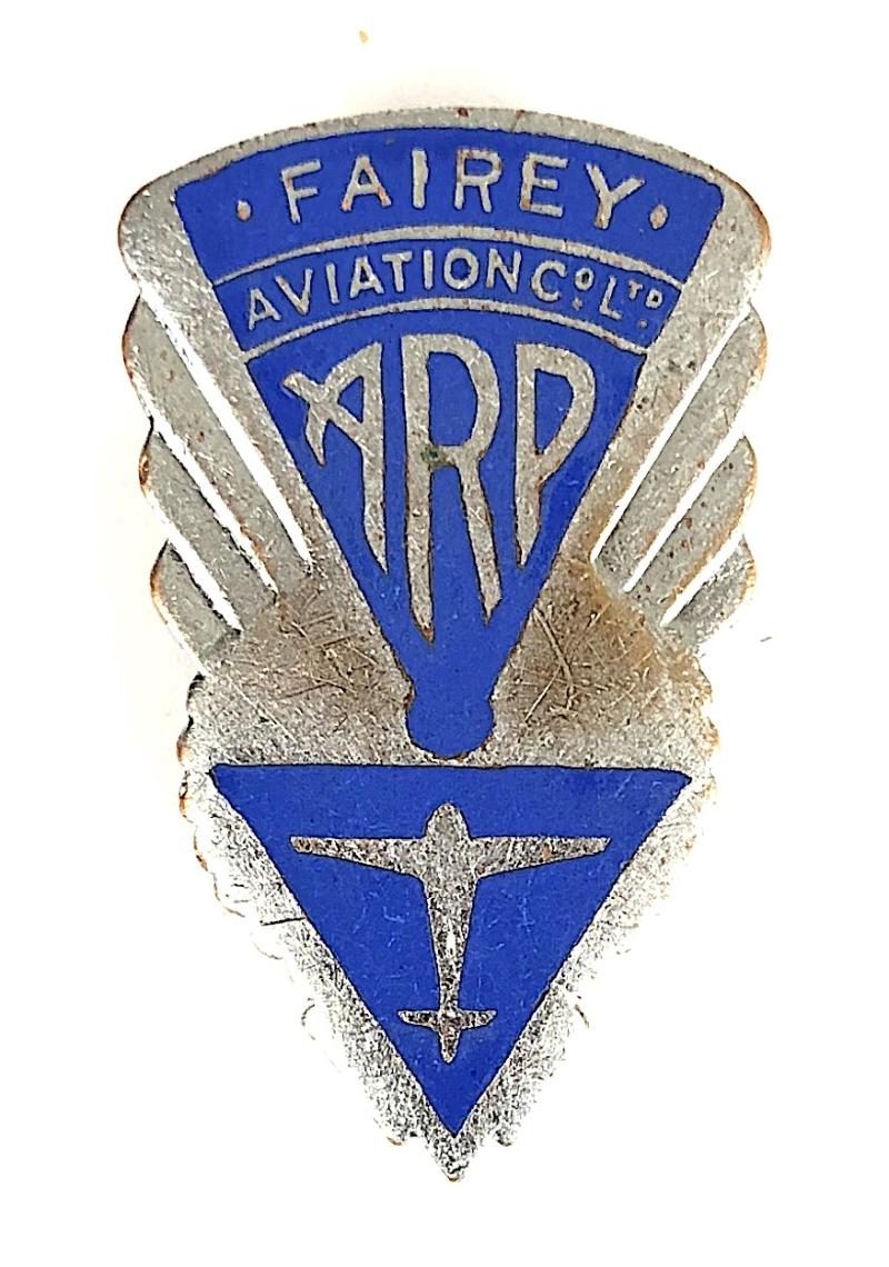 Fairey Aviation Co Ltd Hayes Middlesex ARP Air Raid Precauctions badge