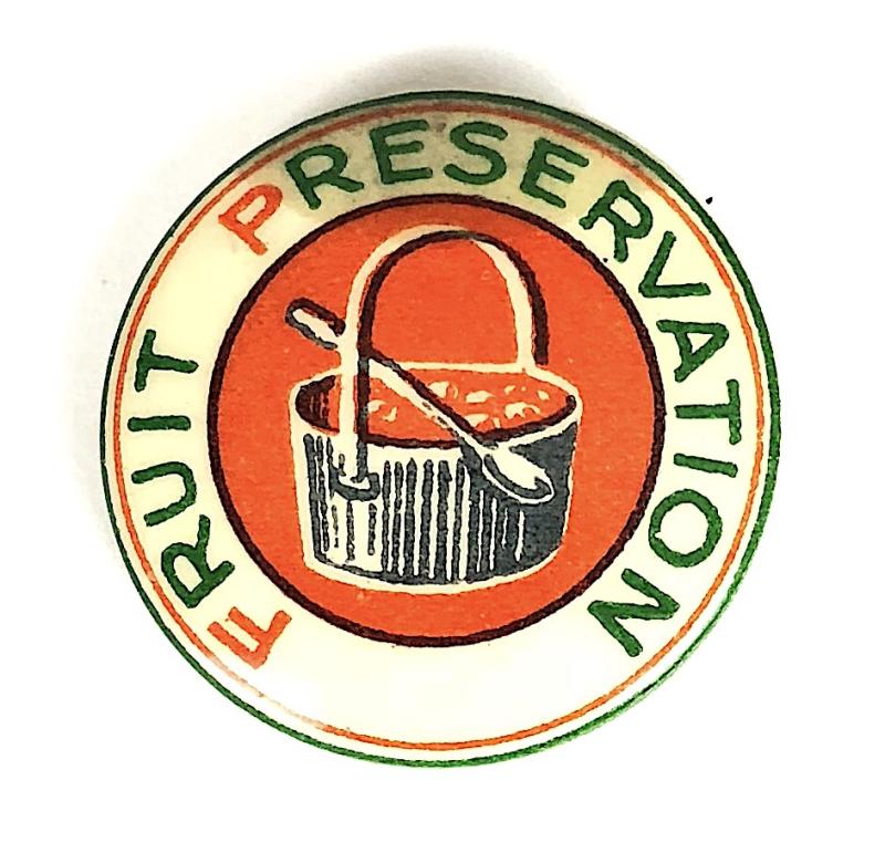 Fruit Preservation Produce Guild home front WI tin button badge