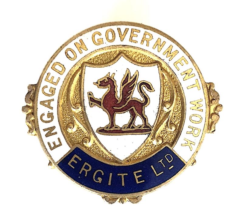 WW1 Ergite Explosives Co Engaged On Goverment Work Badge Penrhyndeudraeth Wales