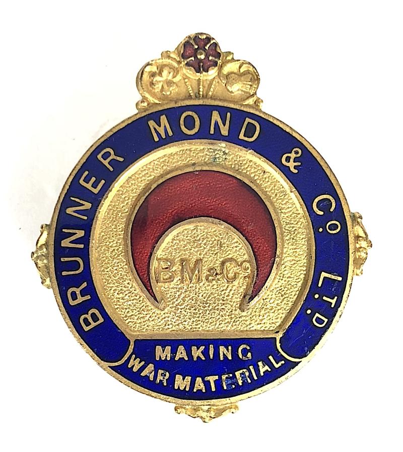 WW1 Brunner Mond & Co Ltd on war service badge Northwich Cheshire