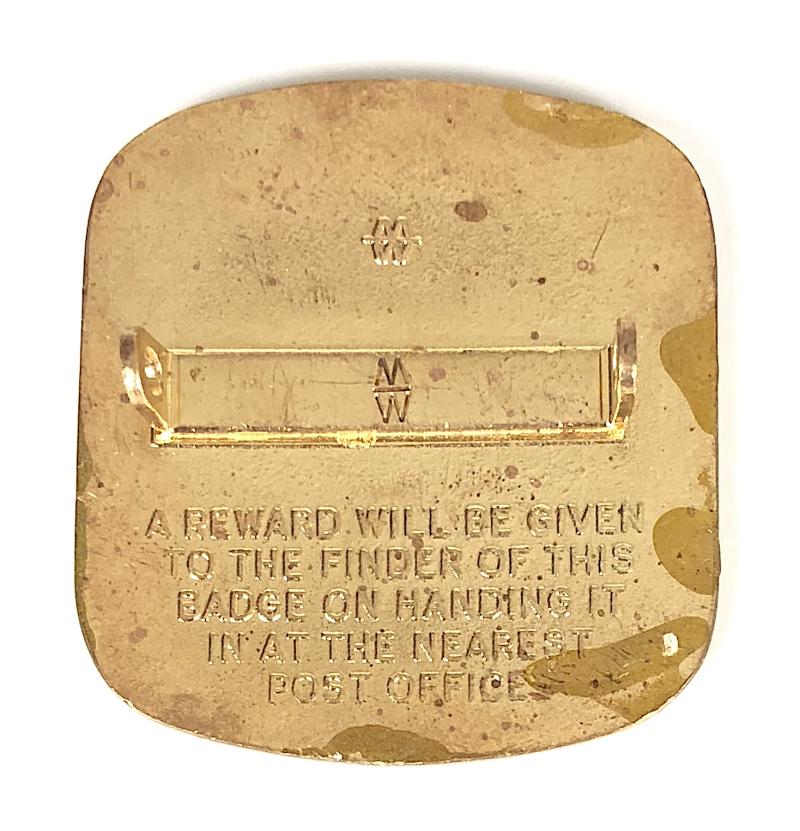 General Post Office GPO Royal Mail postmans security badge