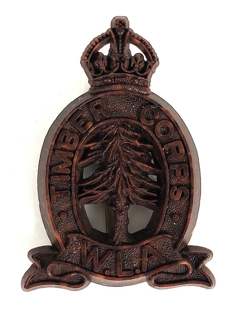 Womens Land Army Timber Corps plastic economy issue WLA hat badge
