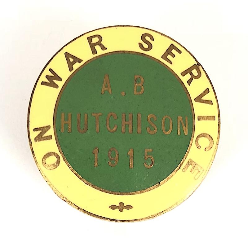 A.B. Hutchison 1915 On War Service badge