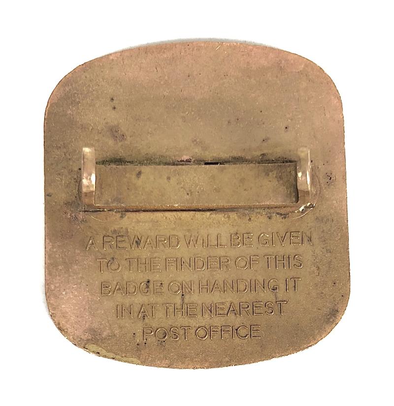 General Post Office GPO Royal Mail postmans security badge