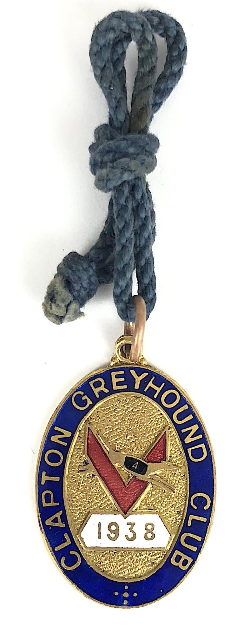 1938 Clapton Greyhound Club Racing Stadium membership badge Clapton, London