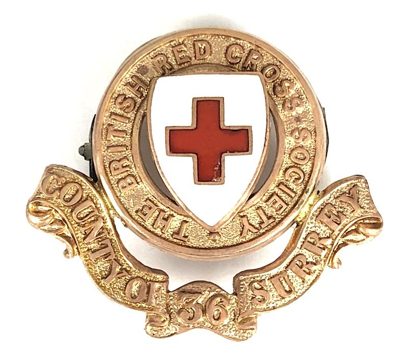 WW1 British Red Cross Society County of Surrey 36 Detachment Cap Badge