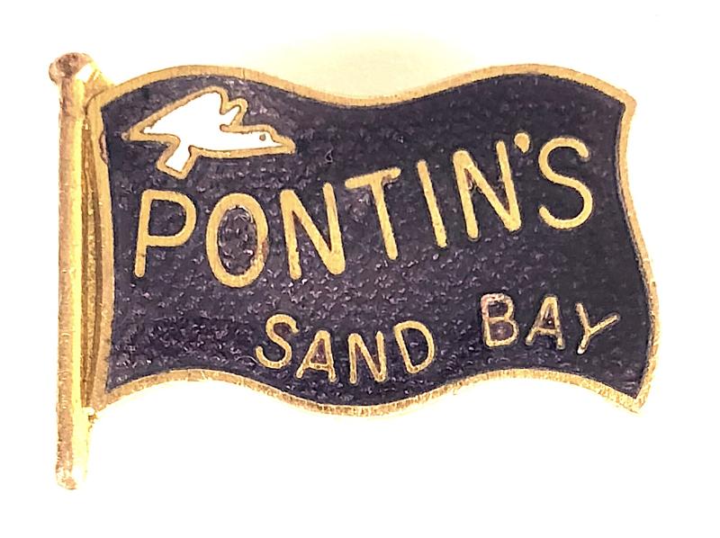 Pontins Holiday Camp Sand Bay enamel flag badge Somerset