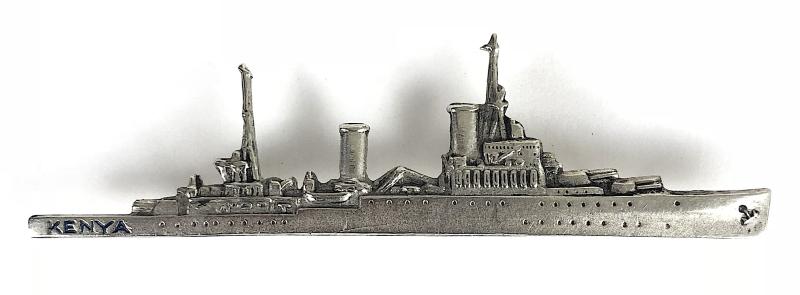 Royal Navy HMS Kenya Fiji-class light cruiser ship badge 1939 -1958 + Photograph