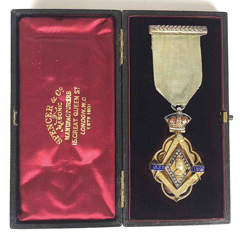 1897 Queen Victoria's Diamond Jubilee Masonic Hm Silver Jewel & Case