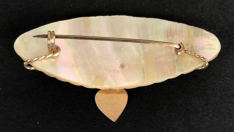 Royal Navy Ship HMS Durban wire work mother of pearl pin badge