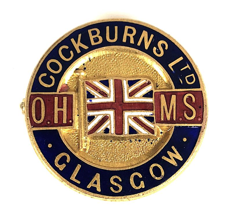 WW1 Cockburns Ltd Glasgow O.H.M.S. On War Service Badge