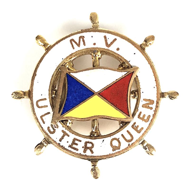 M.V. Ulster Queen P&O Ferries ships wheel pin badge c1967 - 1981