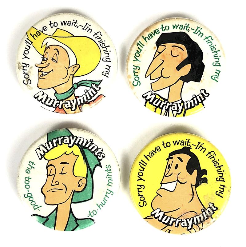Murraymints Sweets the too good to hurry mints tin button badges x 4