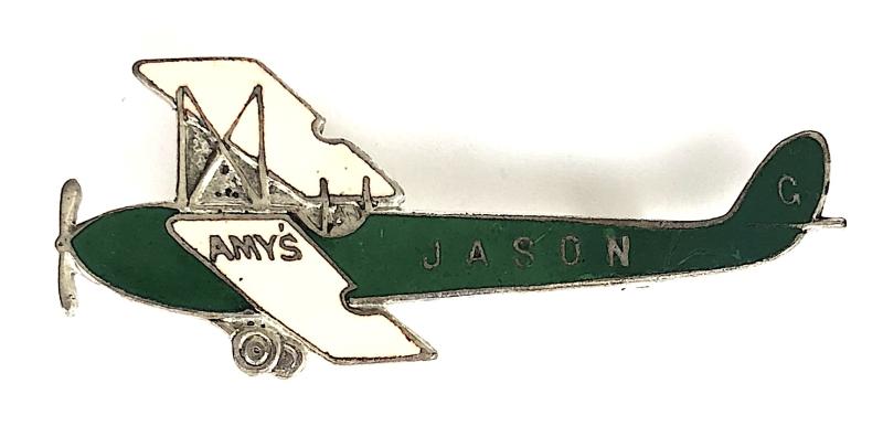 Amy Johnson De Havilland Gypsy Moth Jason Biplane Commemorative Badge
