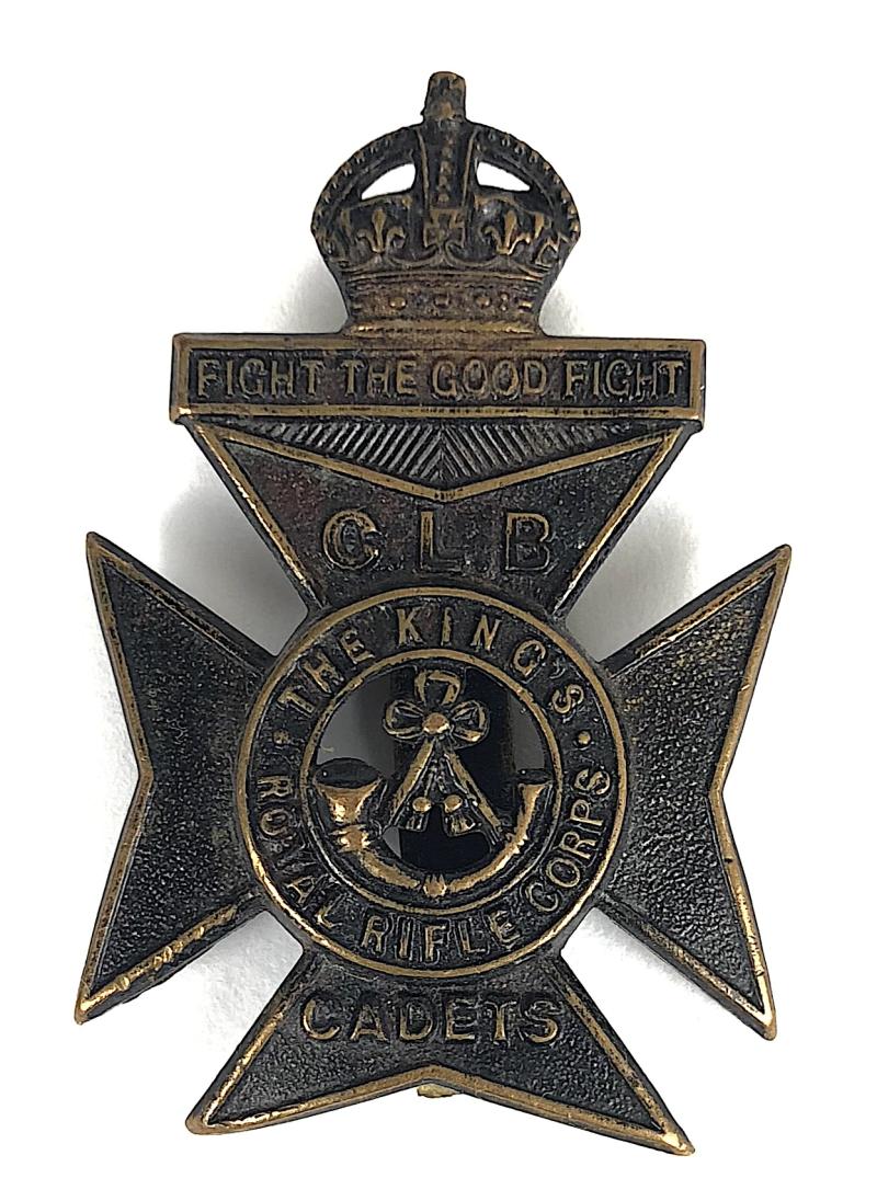 WW1 CLB Cadets Kings Royal Rifle Corps cap badge