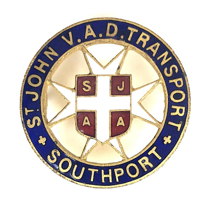 WW1 St John Voluntary Aid Detachment Transport Southport Badge