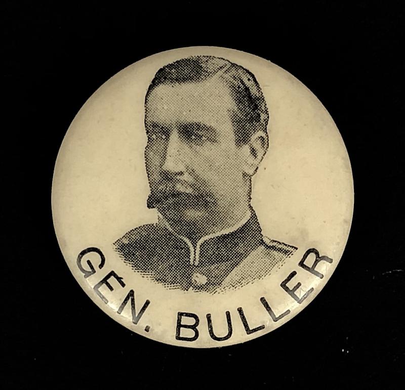 General Buller Boer War celluloid tin button badge