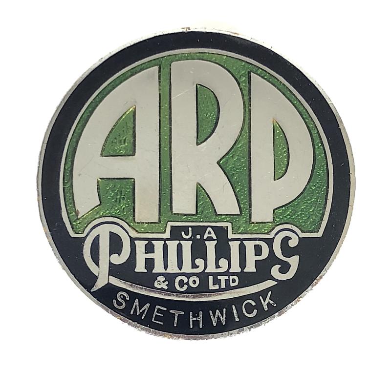 J A Phillips & Co Ltd Smethwick, Cycles, ARP Air Raid Precauctions Badge